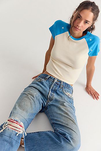 Daydreamer Star Cropped Raglan Sleeve Tee