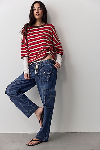 We The Free Tahiti Denim Pull-On Cargo Pants