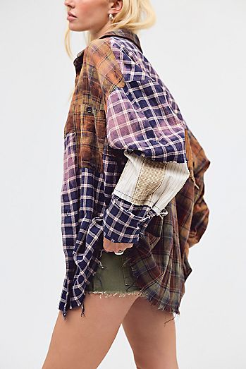 The Tales Repaired Mixed Flannel Shirt