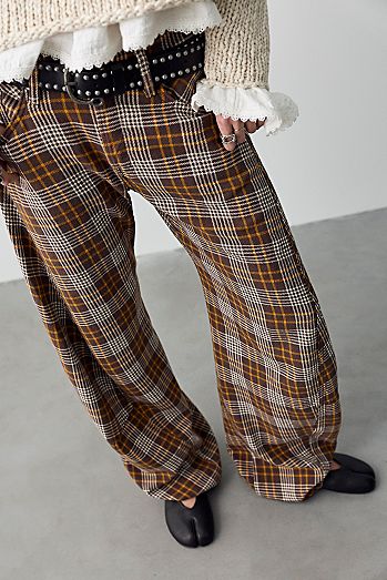 We The Free Fable Plaid Low-Rise Twisted Bowed Jeans