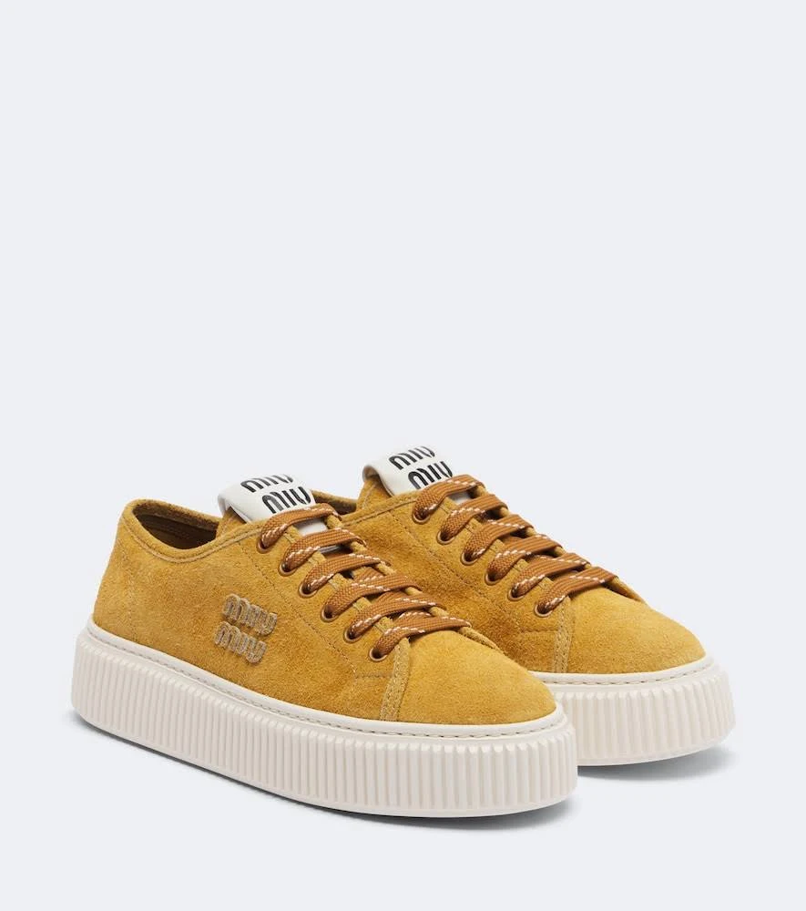 Logo Platform Sneakers in Suede