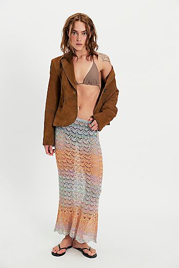 Anna Sui Ombre Space Dye Crochet Skirt