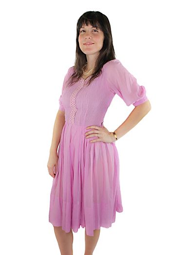 1940s Pastel Pink Midi Dress Selected By Moons + Junes Vintage