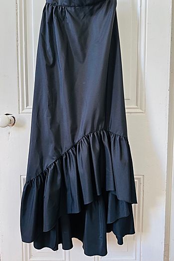 Vintage 80’s Black Holiday Skirt with Asymmetrical Flouncy Hem Selected by KA.TL.AK