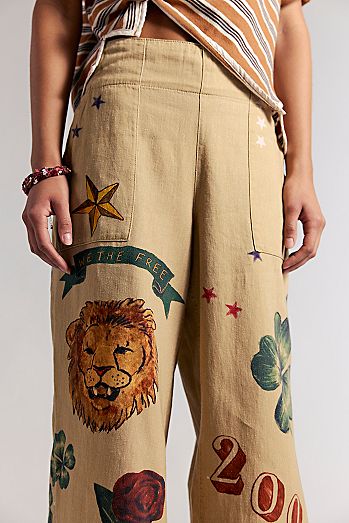 We The Free Breezy Printed Denim Pull-On Jeans