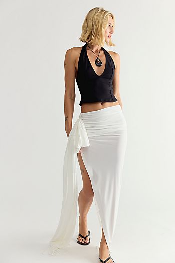 Norma Kamali Diana Bow Long Skirt