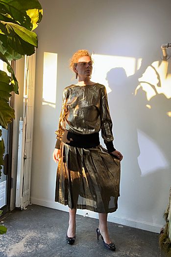Vintage Blassport Gold Metallic Skirt Set Selected by The Curatorial Dept.