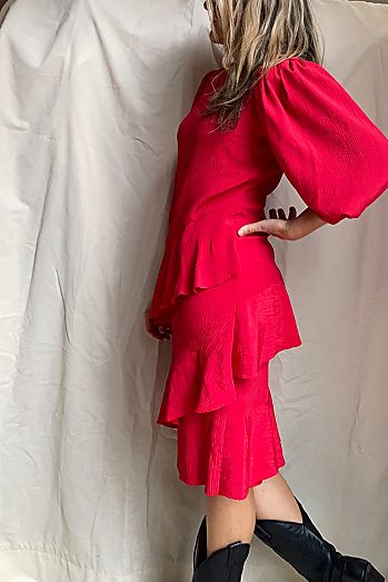 Vintage 80’s Hot Pink Ruffled Dress Selected by KA.TL.AK