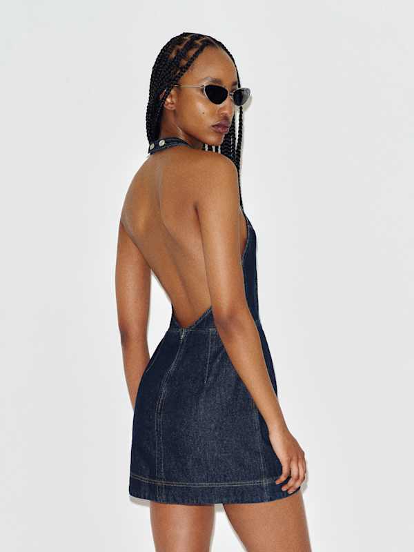 Kianna Denim Halter Mini Dress
