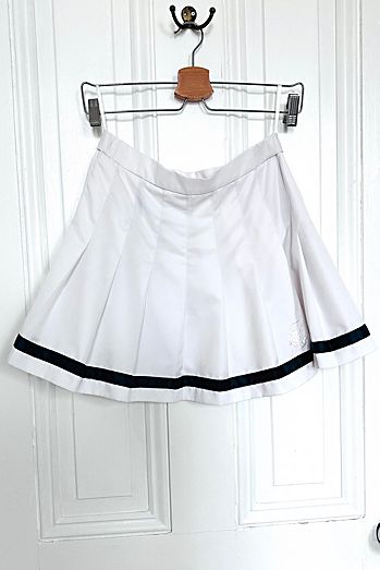 Vintage Boast USA White Pleated Tennis Skirt with Green Satin Ribbon Selected by KA.TL.AK
