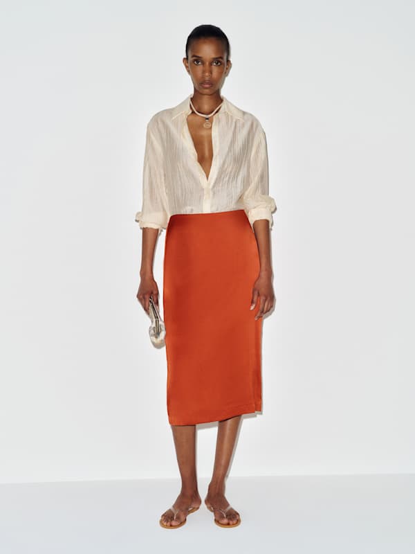 Helen Low Waist Silk Midi Skirt