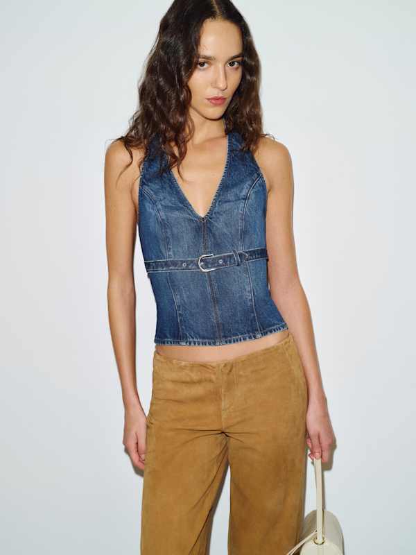 Randy Denim Halter Top