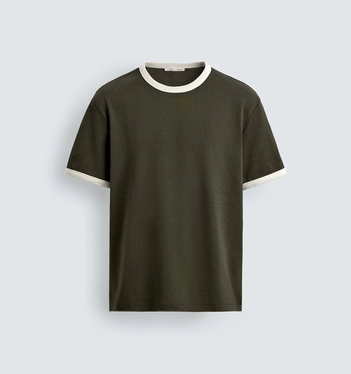 Zara Men's Basic Contrast Rib T-Shirt
