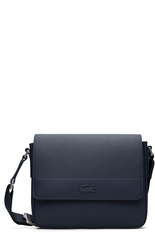 Lacoste Navy Chantaco Leather Messenger Bag