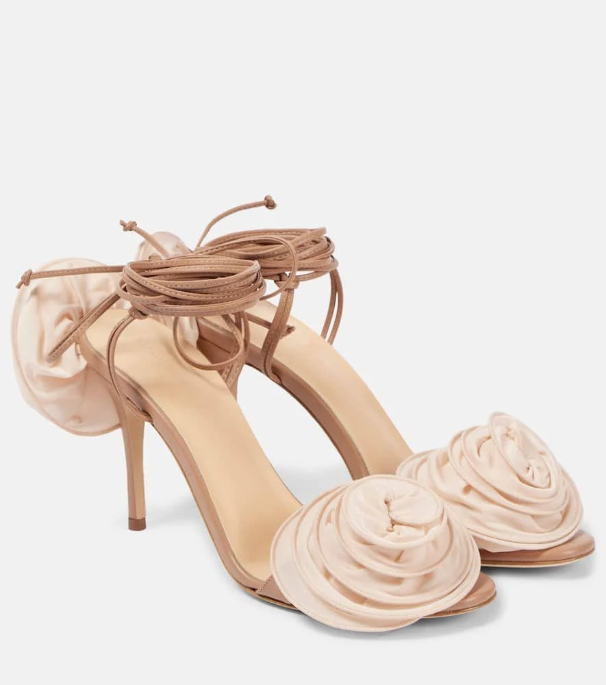 Magda Butrym, Floral-appliqué leather sandals, Women, Beige, US 9.5, Sandals