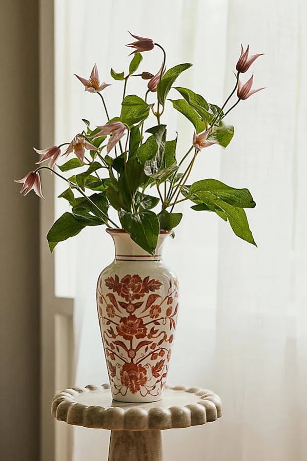 Anthropologie Reverie Floral Ceramic Vase