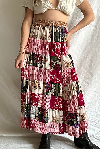 Vintage 1990s Floral Patchwork Maxi Skirt Selected by Grievous Angel Vintage