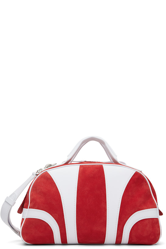 Dries Van Noten Red & White Suede Duffle Bag