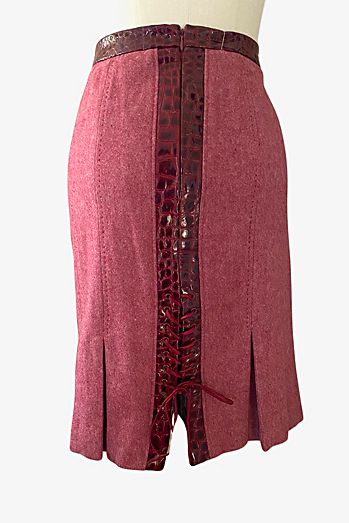 Y2K Corset Laced Wool Pencil Skirt Selected By Ritual Vintage