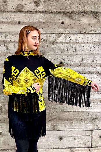 1960’s Fringe Print Dress Selected by Nomad Vintage