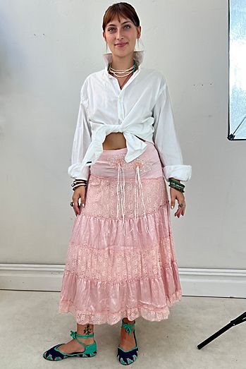 Vintage Silky Tiered Skirt Selected by Anna Corinna