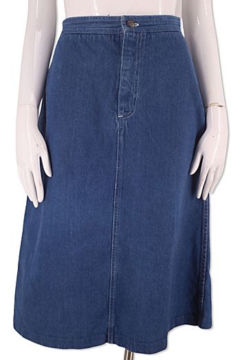 1970s Classic Denim A line Midi Skirt Selected By Ritual Vintage