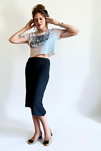 Zero Maria Cornejo Ribbed Pencil Skirt Selected by Personal Choice