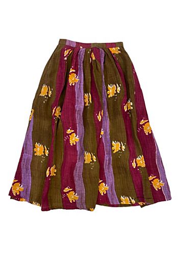 1970s Vintage Floral Stripe Cotton Skirt Selected by BusyLady Baca & The Goods