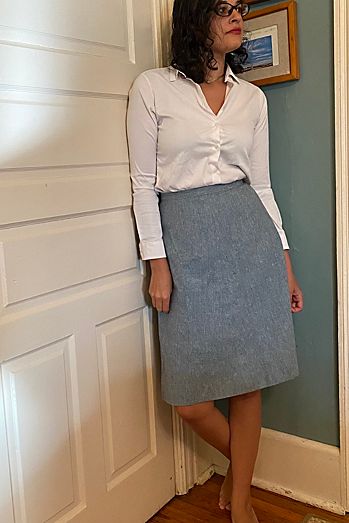 Vintage A Line Blue Green Wool Skirt Selected by KA.TL.AK