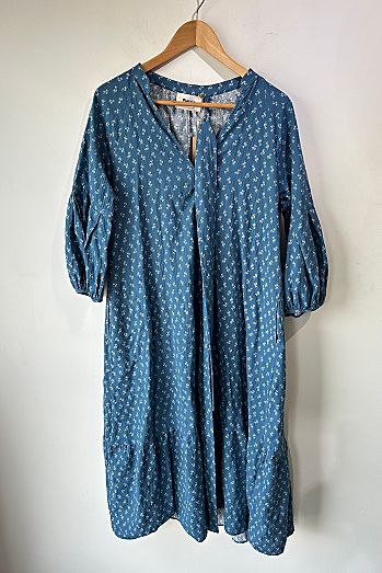 Pietsie Blue Calico Print Dress Selected by The Curatorial Dept.