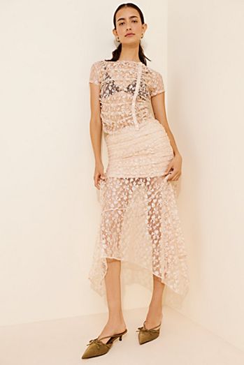 Saemdi Lace Handkerchief Midi Skirt