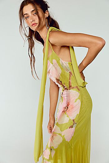 SAEMDI Floral Slip Midi Dress