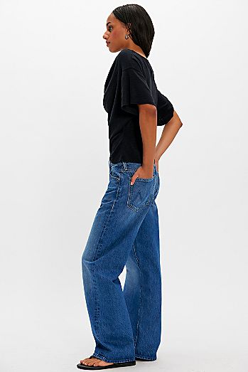 MOTHER The Dodger Button Flood Jeans