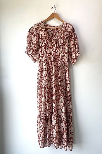 Doen Brown Floral Silk Rimbaud Dress Selected by The Curatorial Dept,
