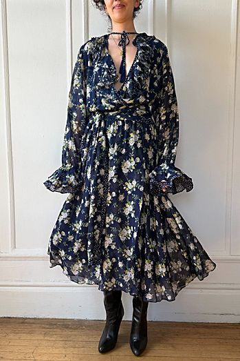 70s Diane Freis Vintage Boho Ruffle Dress Selected By MARMALADE