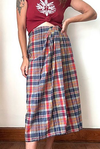 Vintage 1990s Plaid Wrap Skirt Selected by Grievous Angel Vintage