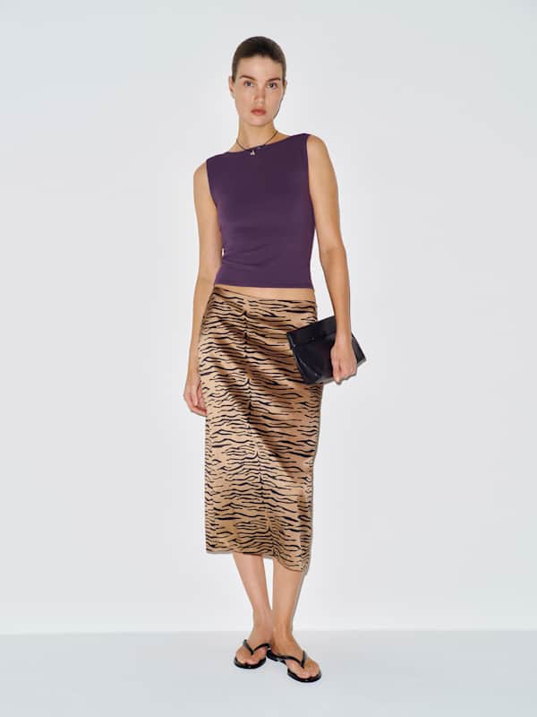 Helen Low Waist Silk Midi Skirt