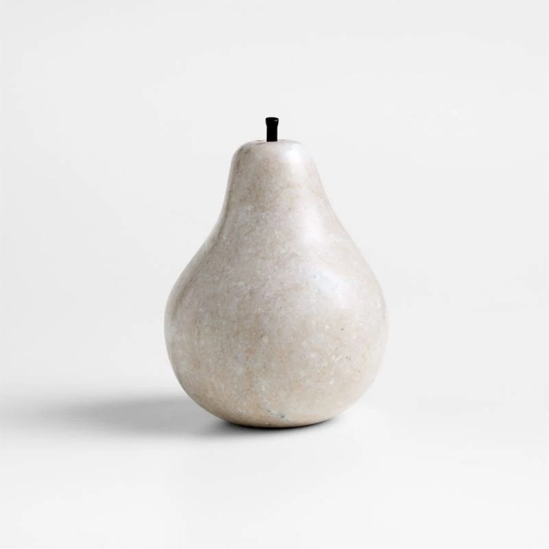 Crate & Barrel Tuscan Beige Marble Decorative Pear
