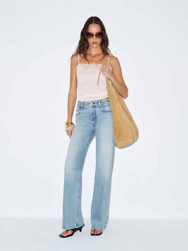 Hunter Stretch Mid Rise Wide Leg Jeans