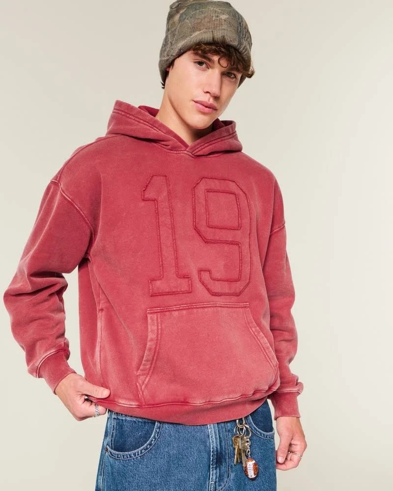 Hollister Men's Boxy Number Graphic Hoodie