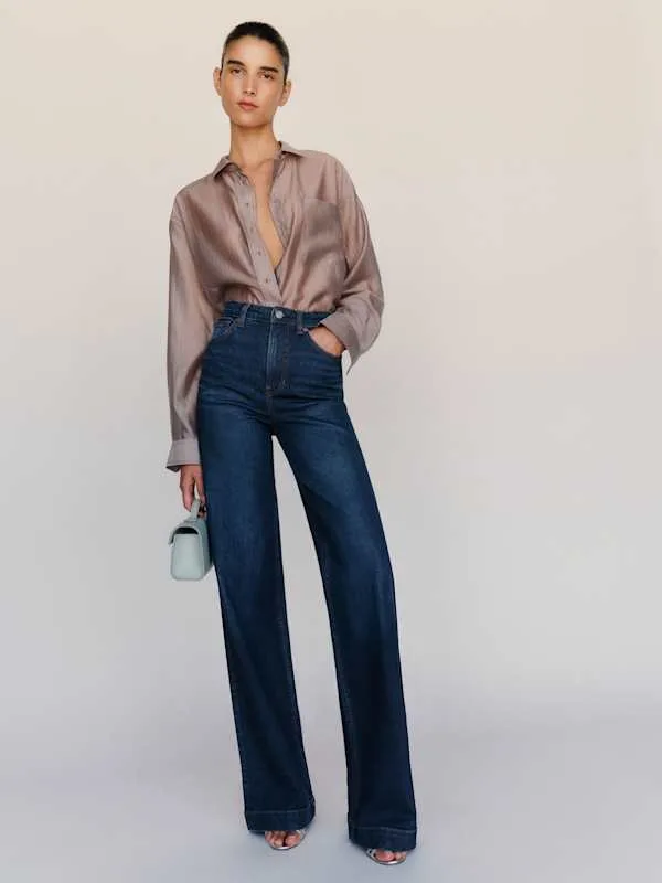 Bex Super Stretch High Rise Wide Leg Long Jeans