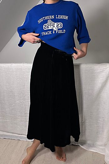 Black Velvet Lord + Taylor Midi Swing Skirt Selected by KA.TL.AK