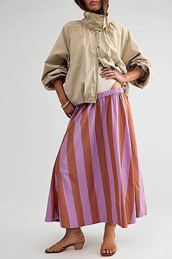 Lowen Striped Midi Skirt