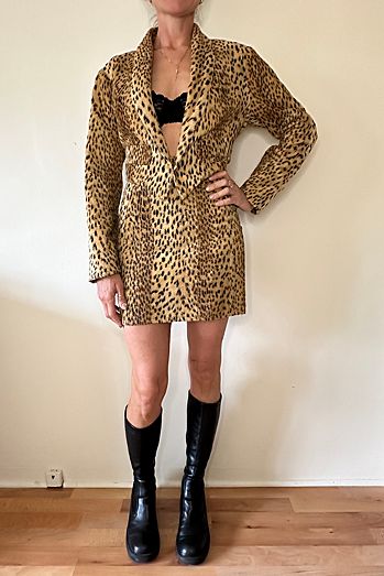 Vintage Animal Cheetah Faux Fur Skirt Jacket Set Selected by Picky Jane