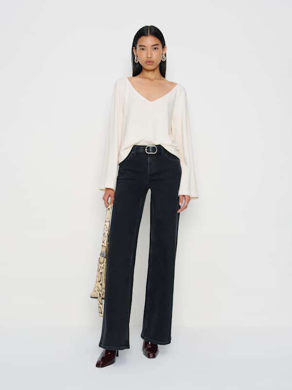 Greta Super Stretch Low Rise Wide Leg Jeans