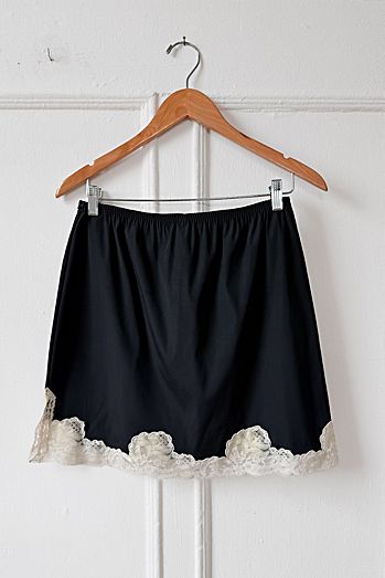 60s Vintage Black and White Lace Slip Skirt Selected by MARMALADE