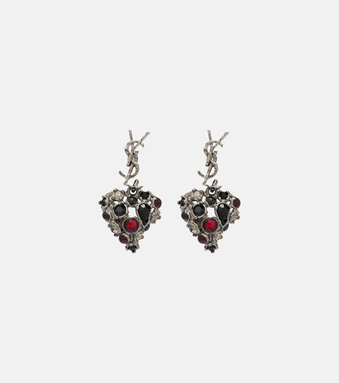 Saint Laurent Cassandre Crystal Heart Earrings