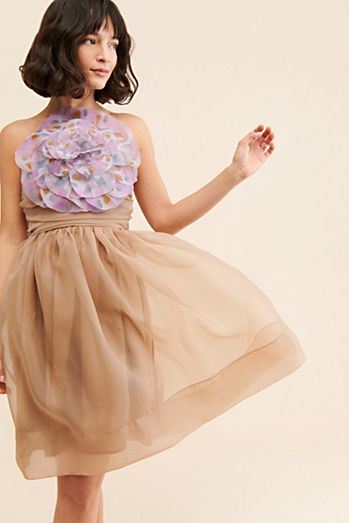 Cynthia Rowley Organza Strapless Flower Dress