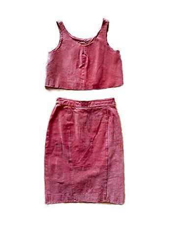 Vintage Suede Pink Crop Top and Skirt Selected By Atlantic Vintage