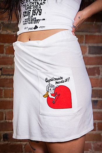 Vintage 80s Cupid Made Me Do Terry Cloth Skirt Selected by Black Shag Vintage